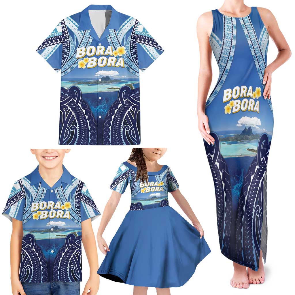 Personalised French Polynesia Bora Bora Family Matching Tank Maxi Dress and Hawaiian Shirt Beach Landscape Polynesian Style LT05 - Polynesian Pride