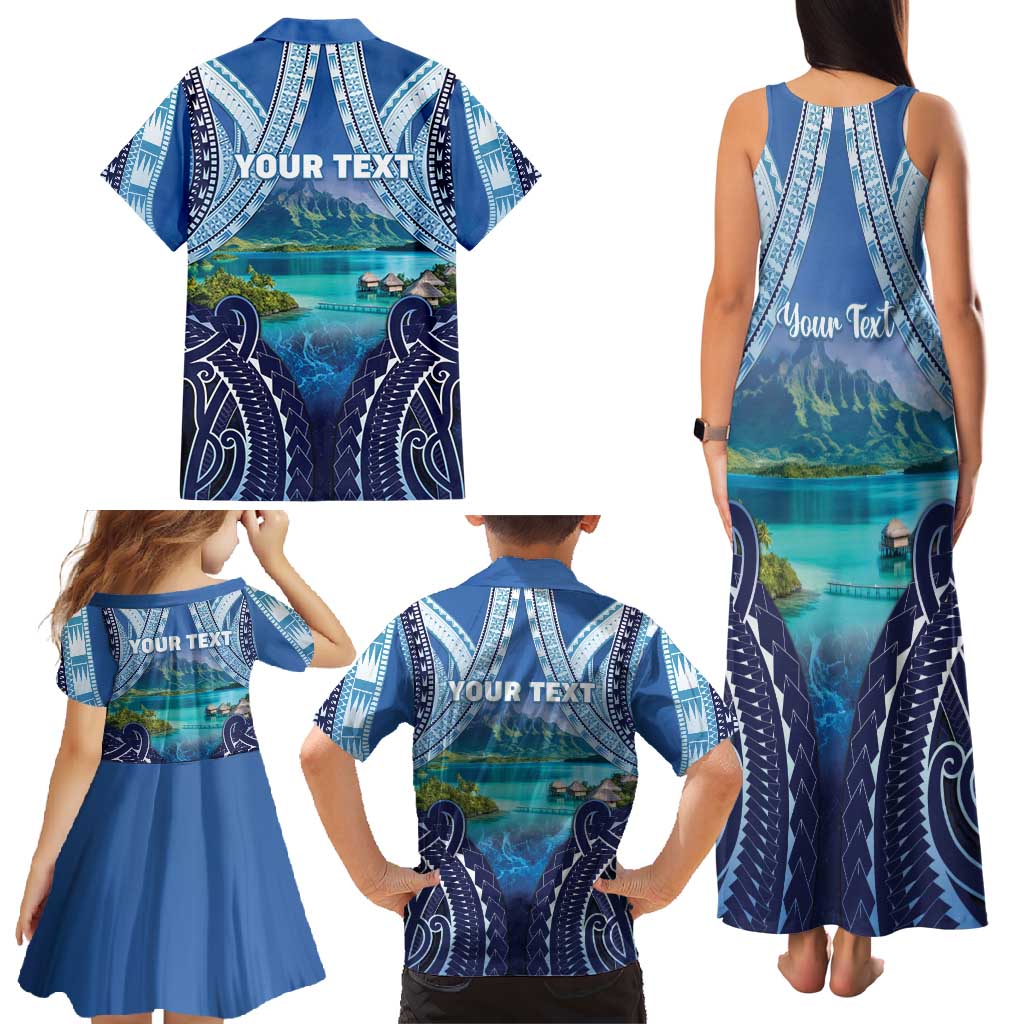 Personalised French Polynesia Bora Bora Family Matching Tank Maxi Dress and Hawaiian Shirt Beach Landscape Polynesian Style LT05 - Polynesian Pride