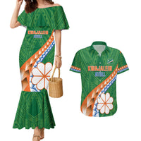 Personalised Marshall Islands Kwajalein Atoll Couples Matching Mermaid Dress and Hawaiian Shirt Polynesian Tribal Tattoo LT05 Green - Polynesian Pride