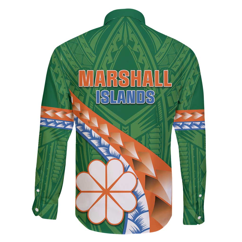 Personalised Marshall Islands Kwajalein Atoll Family Matching Long Sleeve Bodycon Dress and Hawaiian Shirt Polynesian Tribal Tattoo LT05 - Polynesian Pride