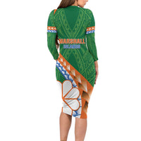 Personalised Marshall Islands Kwajalein Atoll Family Matching Long Sleeve Bodycon Dress and Hawaiian Shirt Polynesian Tribal Tattoo LT05 - Polynesian Pride