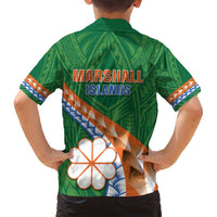 Personalised Marshall Islands Kwajalein Atoll Family Matching Off Shoulder Maxi Dress and Hawaiian Shirt Polynesian Tribal Tattoo LT05 - Polynesian Pride