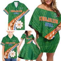 Personalised Marshall Islands Kwajalein Atoll Family Matching Off Shoulder Short Dress and Hawaiian Shirt Polynesian Tribal Tattoo LT05 - Polynesian Pride