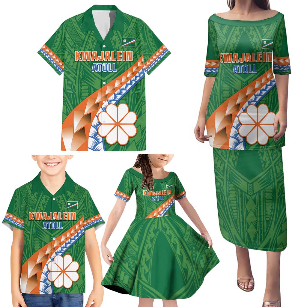 Personalised Marshall Islands Kwajalein Atoll Family Matching Puletasi and Hawaiian Shirt Polynesian Tribal Tattoo LT05 - Polynesian Pride