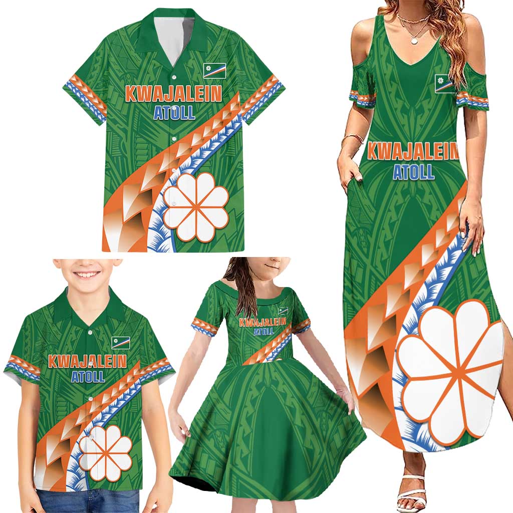 Personalised Marshall Islands Kwajalein Atoll Family Matching Summer Maxi Dress and Hawaiian Shirt Polynesian Tribal Tattoo LT05 - Polynesian Pride