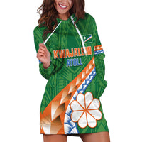 Personalised Marshall Islands Kwajalein Atoll Hoodie Dress Polynesian Tribal Tattoo LT05 Green - Polynesian Pride