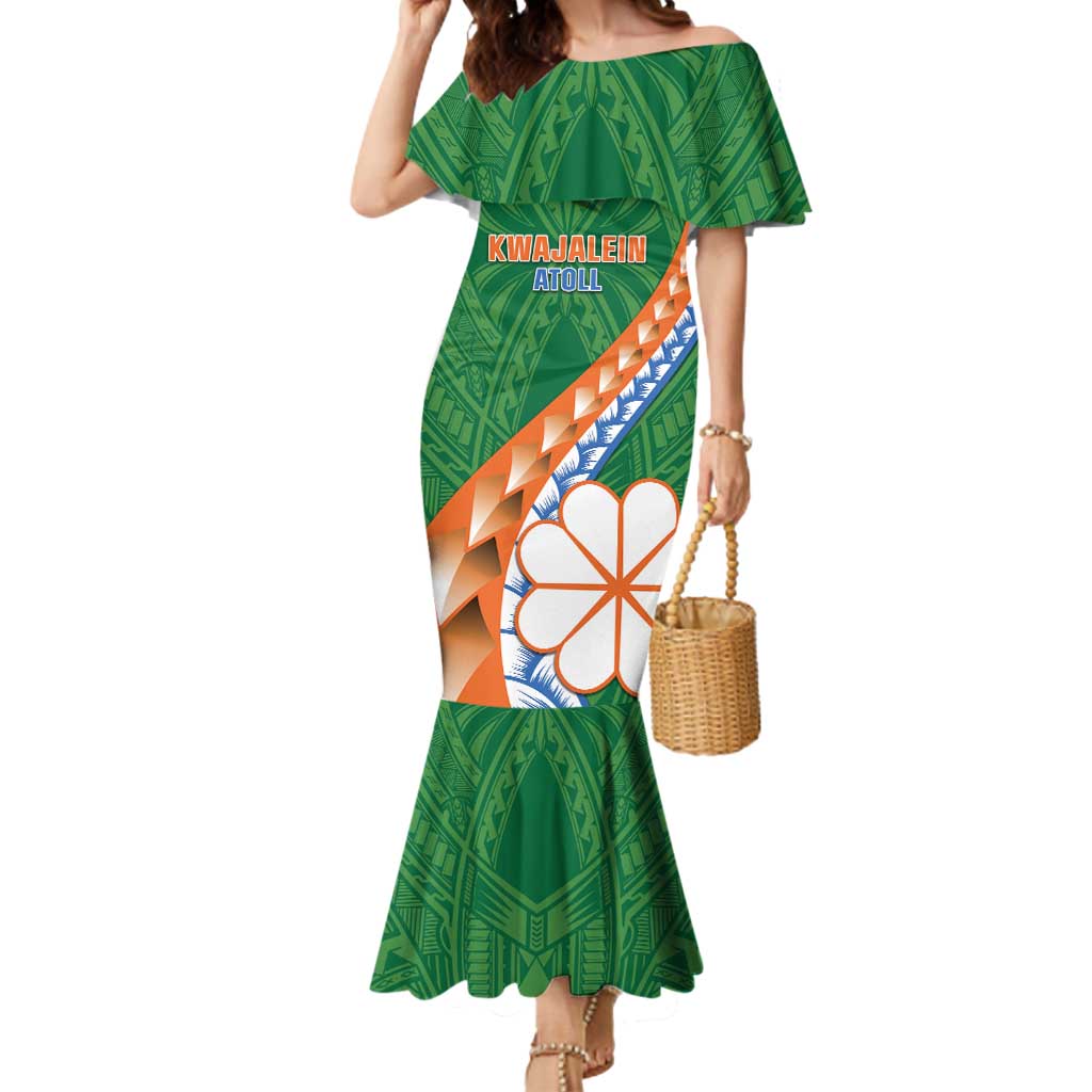 Personalised Marshall Islands Kwajalein Atoll Mermaid Dress Polynesian Tribal Tattoo LT05 Women Green - Polynesian Pride