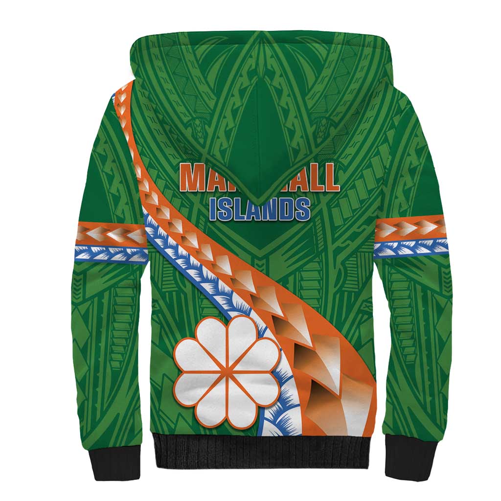 Personalised Marshall Islands Kwajalein Atoll Sherpa Hoodie Polynesian Tribal Tattoo LT05 - Polynesian Pride