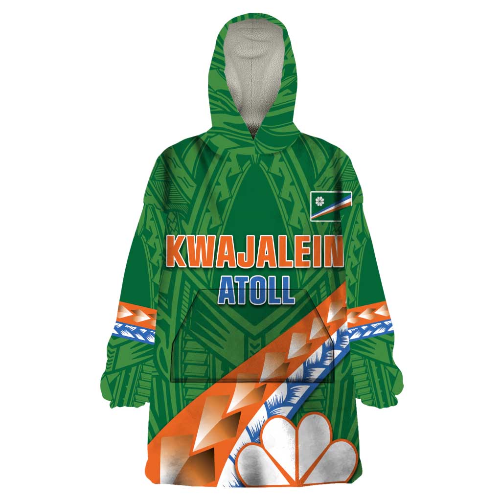 Personalised Marshall Islands Kwajalein Atoll Wearable Blanket Hoodie Polynesian Tribal Tattoo LT05 One Size Green - Polynesian Pride