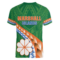 Personalised Marshall Islands Kwajalein Atoll Women V-Neck T-Shirt Polynesian Tribal Tattoo LT05 - Polynesian Pride