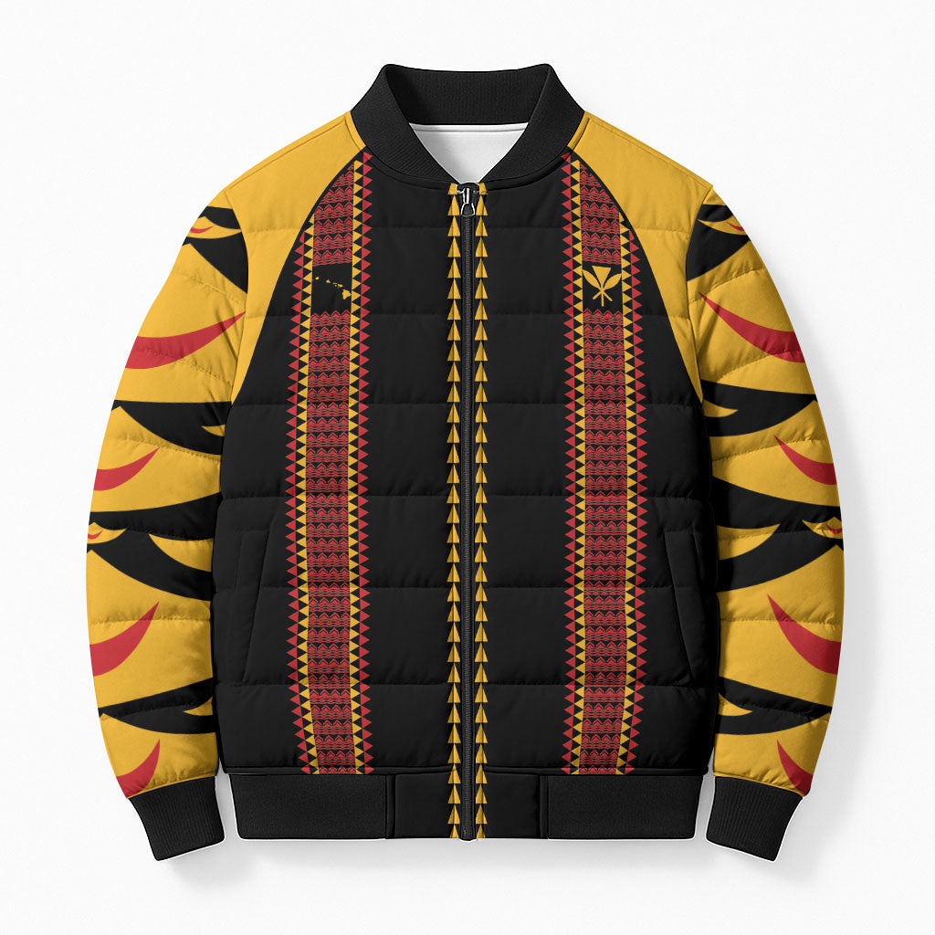 Hawaii Ahu Ula Inspired Bomber Puffer Jacket Black Version