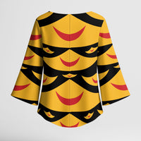 Hawaii Ahu Ula Inspired Kimono Sleeve Blouse Black Version LT05 - Polynesian Pride