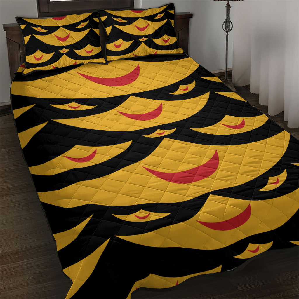Hawaii Ahu Ula Inspired Quilt Bed Set Black Version