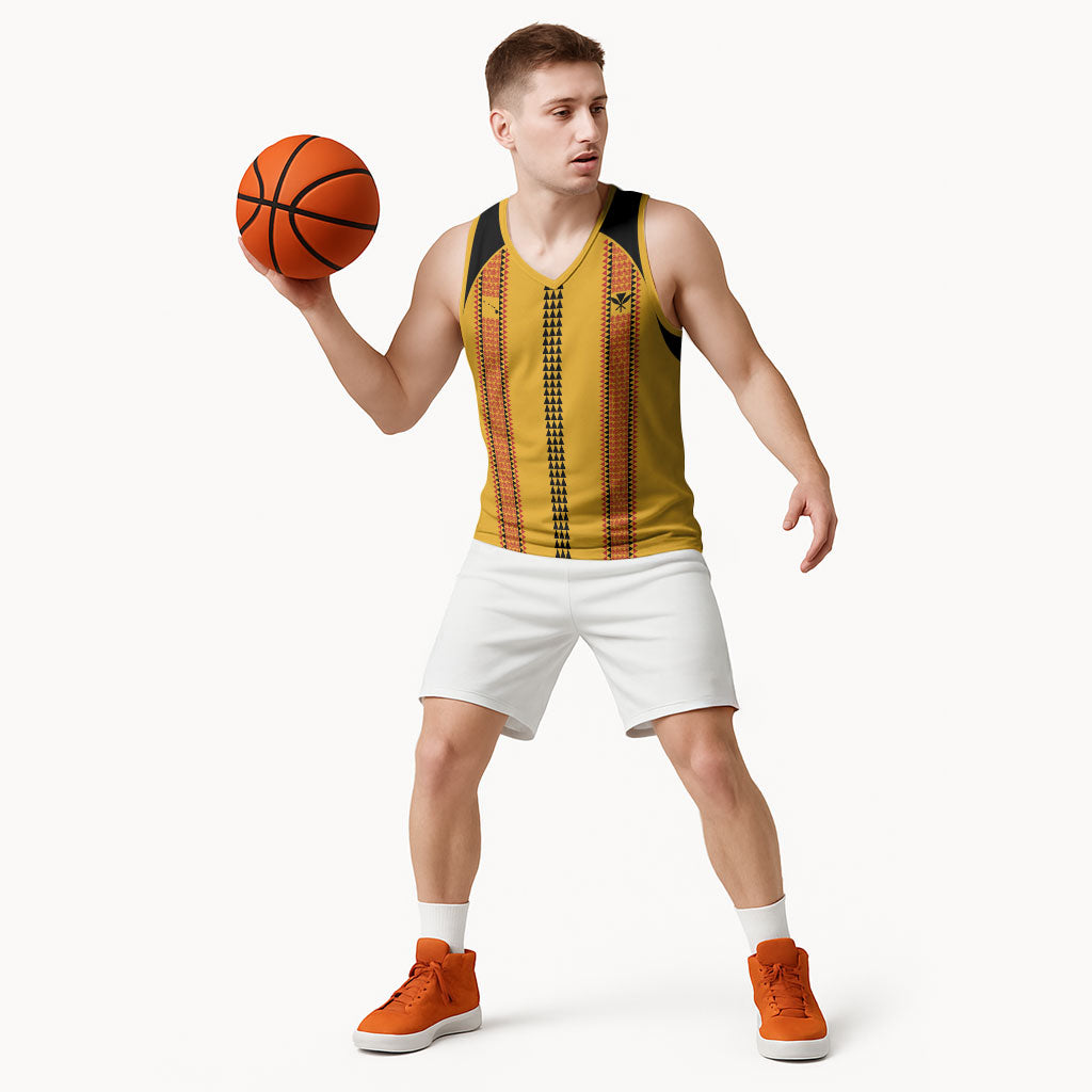 Hawaii Ahu Ula Inspired Basketball Jersey Yellow Version LT05 - Polynesian Pride