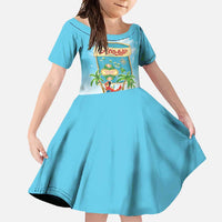 Aloha Hawaii Family Matching Mermaid Dress and Hawaiian Shirt Funny Macaw Parrot Tropical Vibe LT05 Daughter's Dress Blue - Polynesian Pride