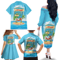 Aloha Hawaii Family Matching Off The Shoulder Long Sleeve Dress and Hawaiian Shirt Funny Macaw Parrot Tropical Vibe LT05 - Polynesian Pride