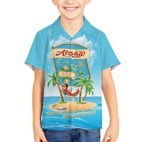 Aloha Hawaii Family Matching Off Shoulder Maxi Dress and Hawaiian Shirt Funny Macaw Parrot Tropical Vibe LT05 Son's Shirt Blue - Polynesian Pride