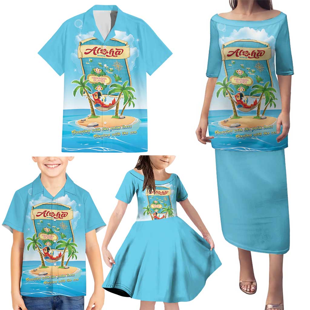 Aloha Hawaii Family Matching Puletasi and Hawaiian Shirt Funny Macaw Parrot Tropical Vibe LT05 - Polynesian Pride