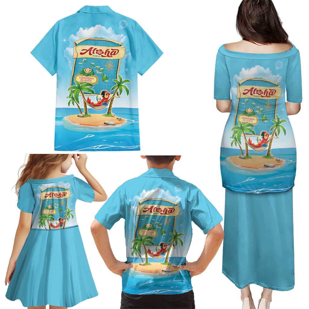 Aloha Hawaii Family Matching Puletasi and Hawaiian Shirt Funny Macaw Parrot Tropical Vibe LT05 - Polynesian Pride