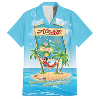 Aloha Hawaii Family Matching Puletasi and Hawaiian Shirt Funny Macaw Parrot Tropical Vibe LT05 Dad's Shirt - Short Sleeve Blue - Polynesian Pride