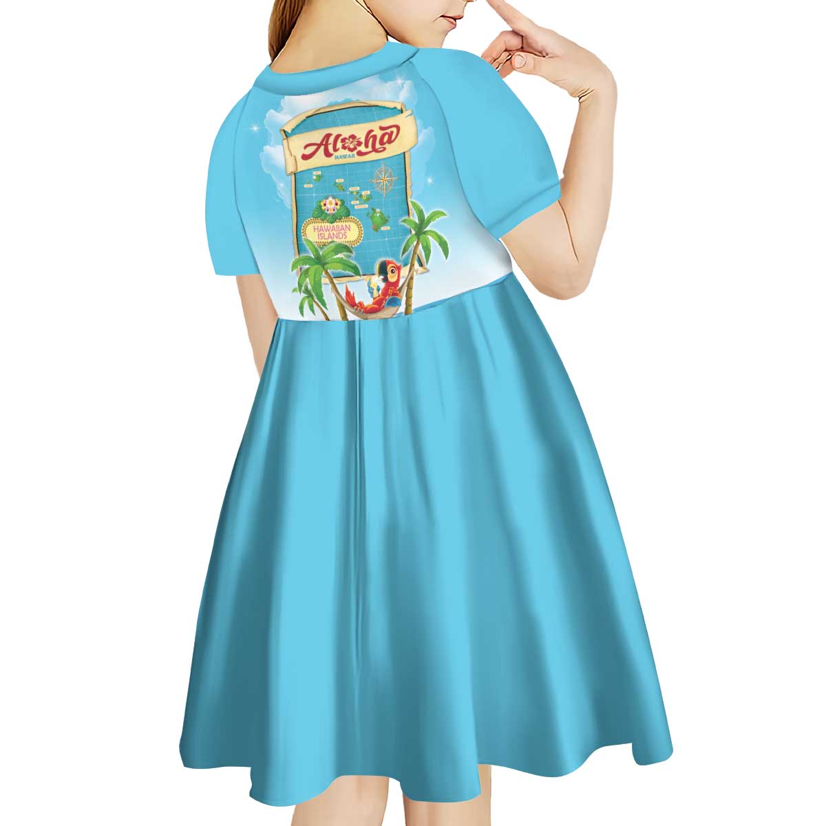 Aloha Hawaii Kid Short Sleeve Dress Funny Macaw Parrot Tropical Vibe
