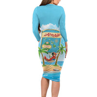 Aloha Hawaii Long Sleeve Bodycon Dress Funny Macaw Parrot Tropical Vibe LT05 - Polynesian Pride