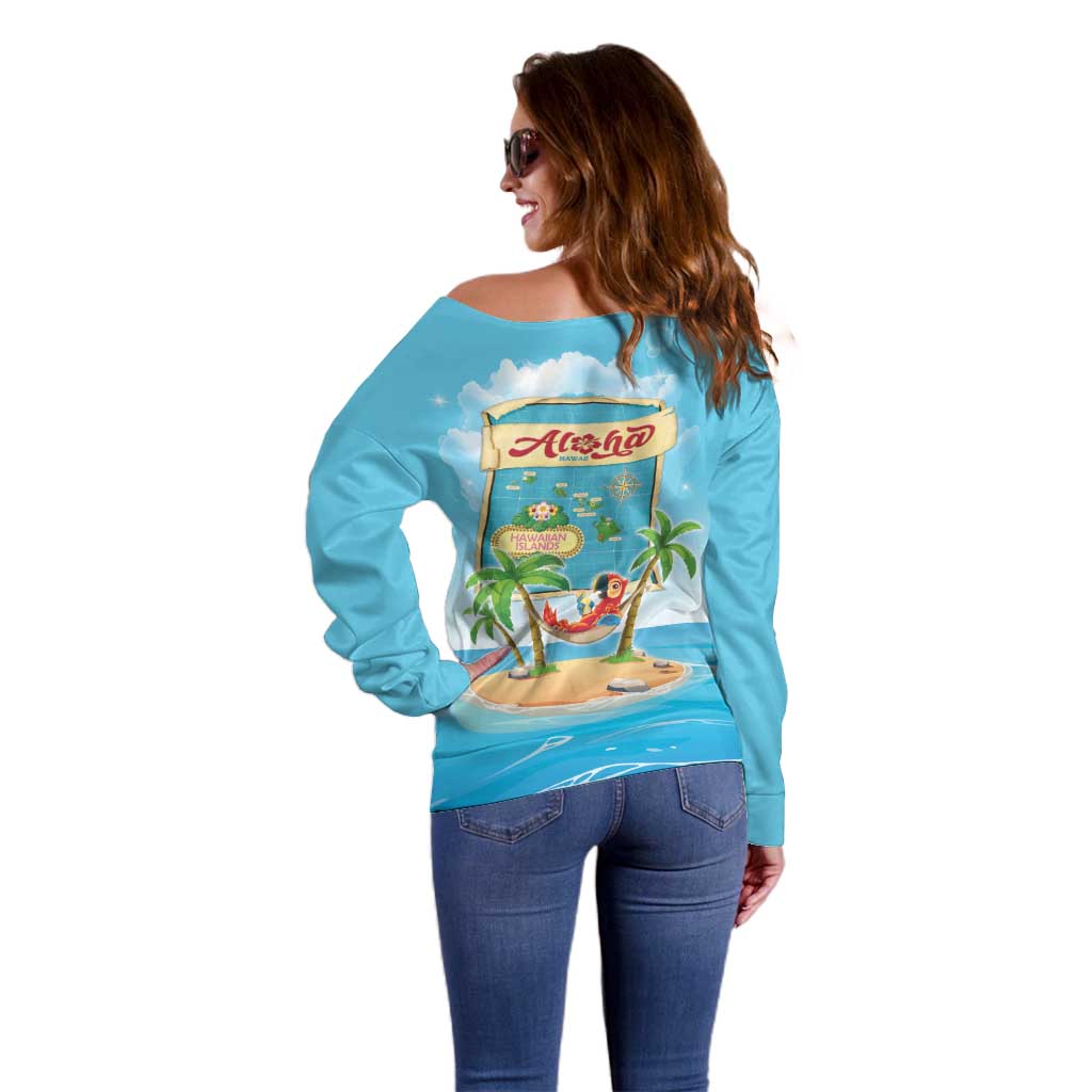Aloha Hawaii Off Shoulder Sweater Funny Macaw Parrot Tropical Vibe LT05 - Polynesian Pride