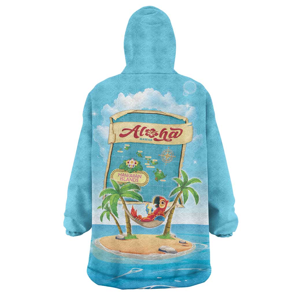 Aloha Hawaii Wearable Blanket Hoodie Funny Macaw Parrot Tropical Vibe