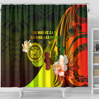 Hawaii State Motto Shower Curtain Hawaiian Tribal Reggae Hammerhead Shark LT05 - Polynesian Pride