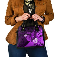 Hawaii State Motto Shoulder Handbag Hawaiian Tribal Purple Hammerhead Shark LT05 - Polynesian Pride