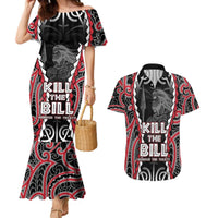 Aotearoa Waitangi Day Couples Matching Mermaid Dress and Hawaiian Shirt Maori Warrior Tribal Tattoo LT05 Black - Polynesian Pride