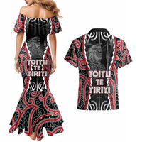 Aotearoa Waitangi Day Couples Matching Mermaid Dress and Hawaiian Shirt Maori Warrior Tribal Tattoo LT05 - Polynesian Pride