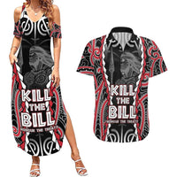 Aotearoa Waitangi Day Couples Matching Summer Maxi Dress and Hawaiian Shirt Maori Warrior Tribal Tattoo LT05 Black - Polynesian Pride