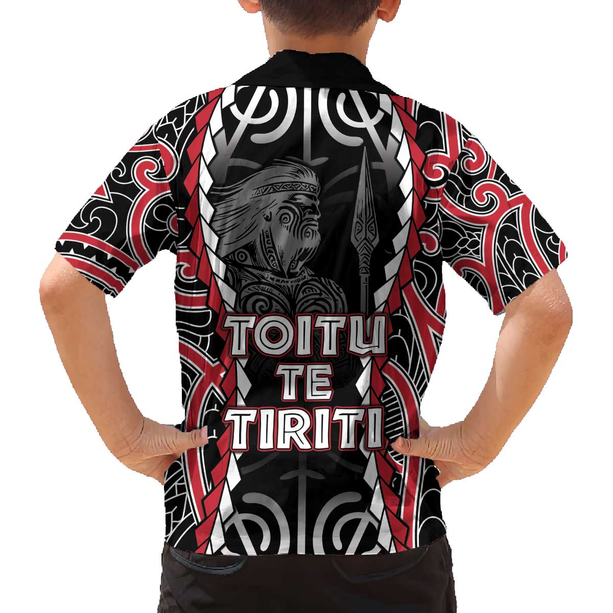 Aotearoa Waitangi Day Family Matching Off The Shoulder Long Sleeve Dress and Hawaiian Shirt Maori Warrior Tribal Tattoo LT05 - Polynesian Pride
