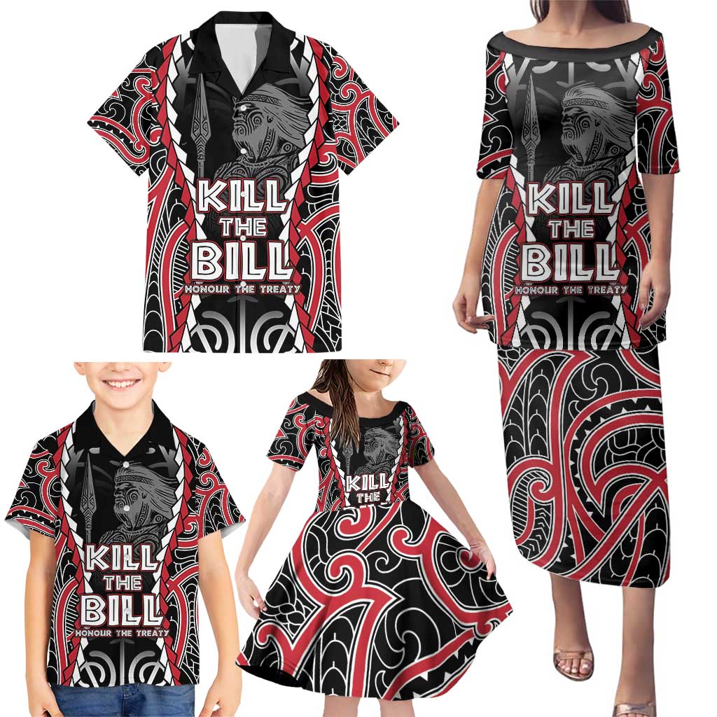 Aotearoa Waitangi Day Family Matching Puletasi and Hawaiian Shirt Maori Warrior Tribal Tattoo LT05 - Polynesian Pride