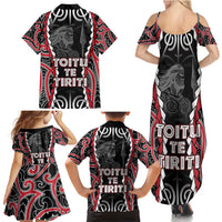Aotearoa Waitangi Day Family Matching Summer Maxi Dress and Hawaiian Shirt Maori Warrior Tribal Tattoo LT05 - Polynesian Pride