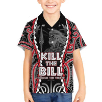 Aotearoa Waitangi Day Family Matching Tank Maxi Dress and Hawaiian Shirt Maori Warrior Tribal Tattoo LT05 Son's Shirt Black - Polynesian Pride