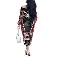 Aotearoa Waitangi Day Off The Shoulder Long Sleeve Dress Maori Warrior Tribal Tattoo LT05 - Polynesian Pride