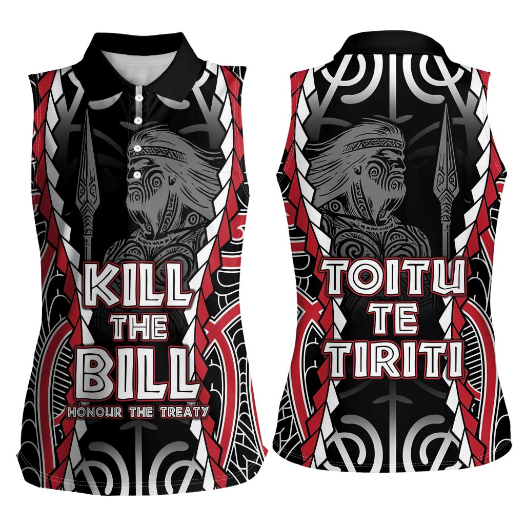 Aotearoa Waitangi Day Women Sleeveless Polo Shirt Maori Warrior Tribal Tattoo LT05 - Polynesian Pride