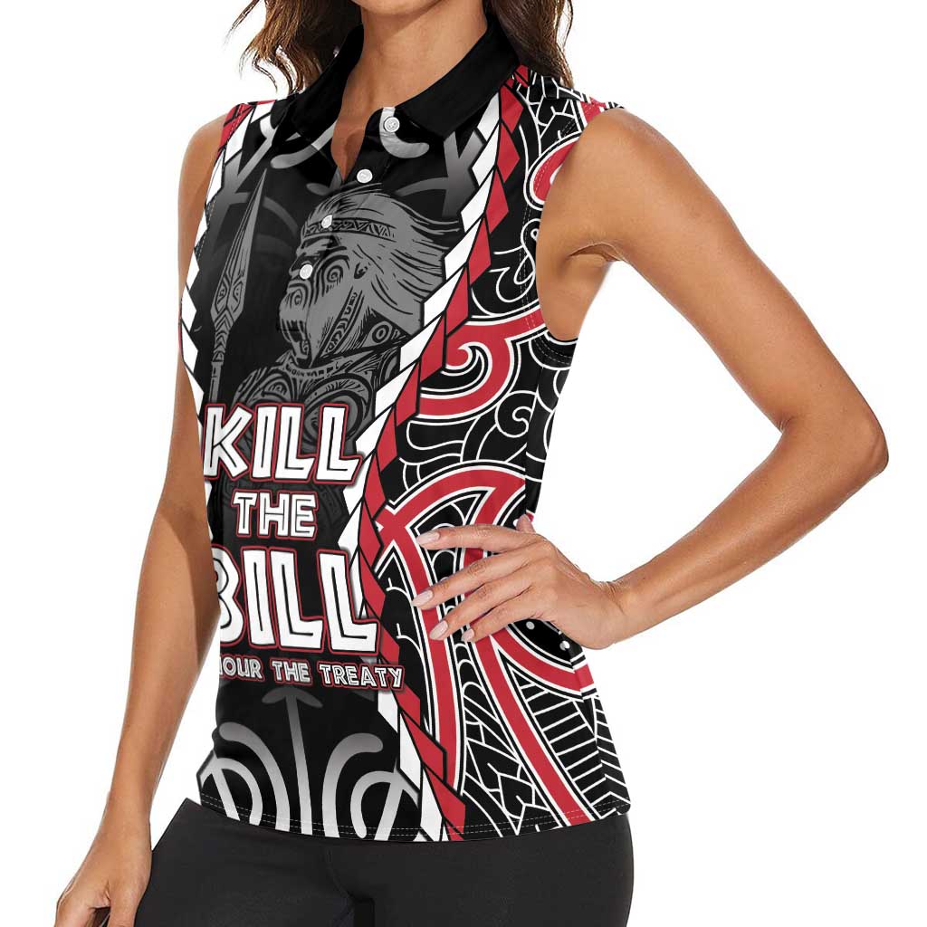Aotearoa Waitangi Day Women Sleeveless Polo Shirt Maori Warrior Tribal Tattoo LT05 - Polynesian Pride