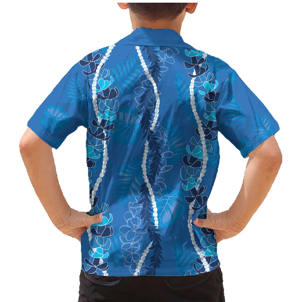 Hawaii Maile Lei Family Matching Mermaid Dress and Hawaiian Shirt With Blue Monstera Pattern LT05 - Polynesian Pride