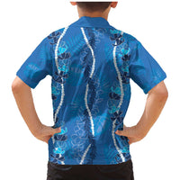 Hawaii Maile Lei Family Matching Mermaid Dress and Hawaiian Shirt With Blue Monstera Pattern LT05 - Polynesian Pride