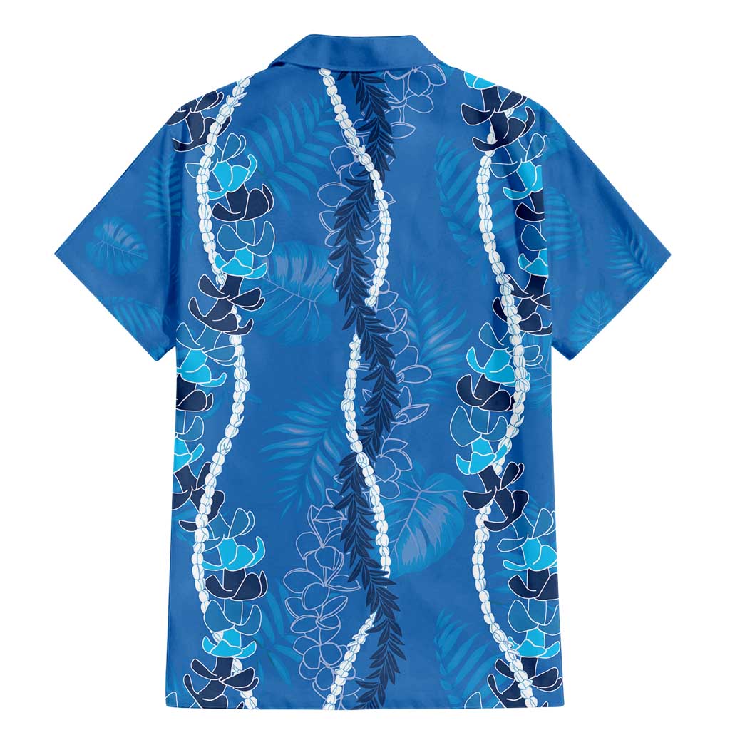 Hawaii Maile Lei Family Matching Mermaid Dress and Hawaiian Shirt With Blue Monstera Pattern LT05 - Polynesian Pride