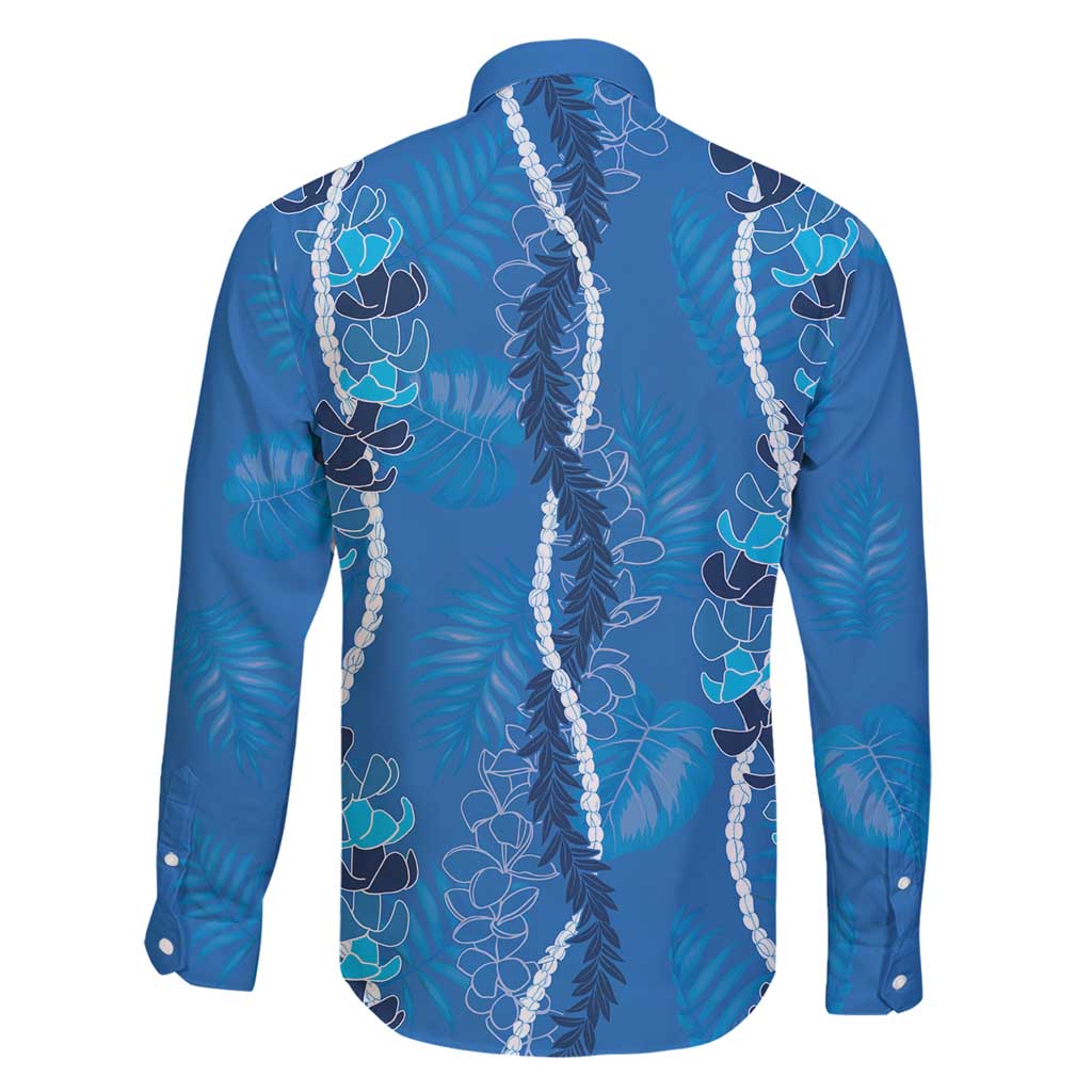 Hawaii Maile Lei Family Matching Mermaid Dress and Hawaiian Shirt With Blue Monstera Pattern LT05 - Polynesian Pride