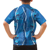 Hawaii Maile Lei Kid Hawaiian Shirt With Blue Monstera Pattern LT05 - Polynesian Pride