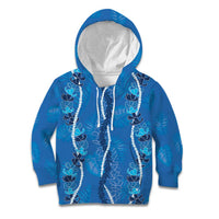 Hawaii Maile Lei Kid Hoodie With Blue Monstera Pattern LT05 Hoodie Blue - Polynesian Pride