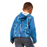 Hawaii Maile Lei Kid Hoodie With Blue Monstera Pattern LT05 - Polynesian Pride