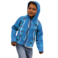 Hawaii Maile Lei Kid Hoodie With Blue Monstera Pattern LT05 - Polynesian Pride
