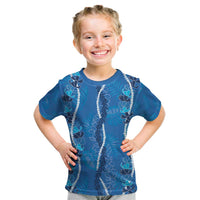 Hawaii Maile Lei Kid T Shirt With Blue Monstera Pattern LT05 Blue - Polynesian Pride