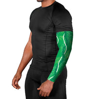 Hawaii Maile Lei Arm Sleeves With Green Monstera Pattern - Polynesian Pride